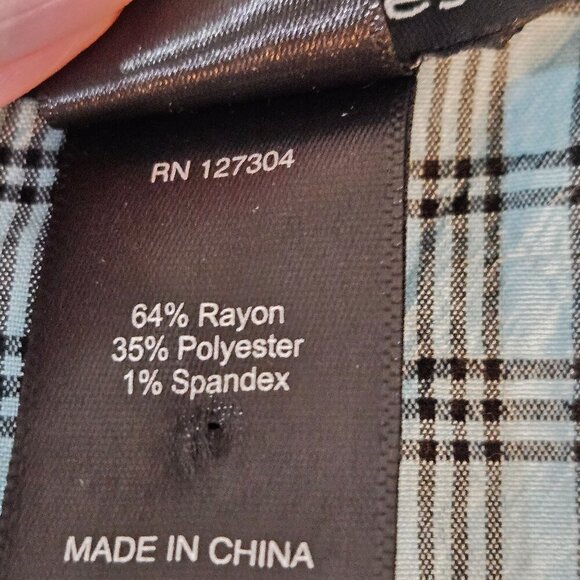 Ali Miles Blue Plaid Mixed Media Button Top Petite Large Cottagecore Pocket - Picture 9 of 11